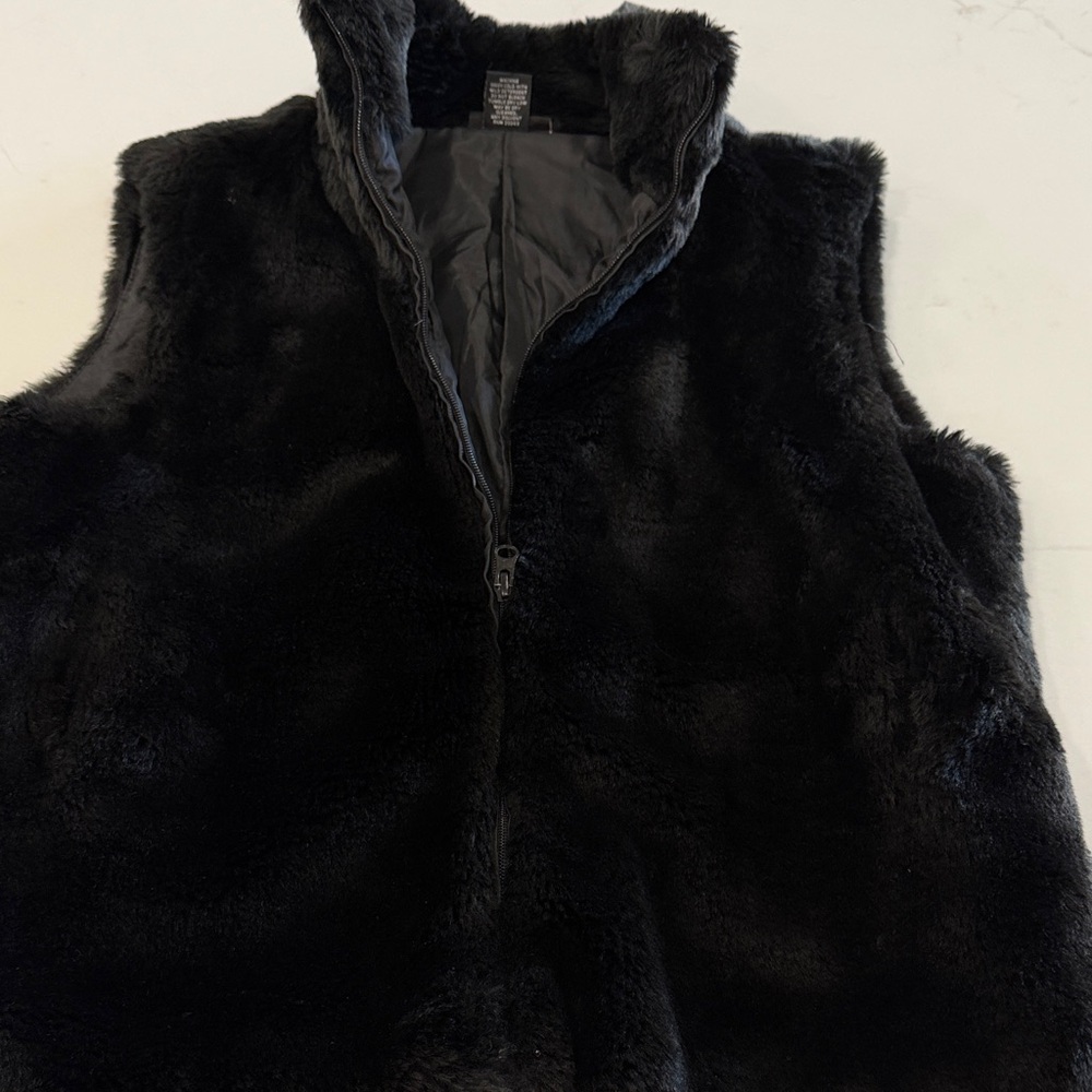 Black Faux Fur Vest